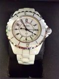 CHANEL J12 WHITE CERAMIC BRACELET WATCH BOXED WITH AUTHENTICITY CARD
