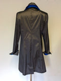 JOSEPH RIBKOFF DARK GREY & BLUE TRIMS OCCASION COAT SIZE 14