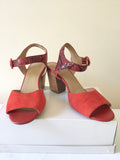 BRAND NEW GEOX RESPIRA RED SUEDE & LEATHER SNAKESKIN ANKLE STRAP SANDALS SIZE 7/40