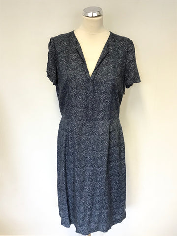 JIGSAW BLUE PRINT SHORT SLEEVE TEA DRESS SIZE 12