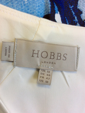 HOBBS INVITATION WHITE,BLUE & LIME PRINT COTTON DRESS SIZE 14