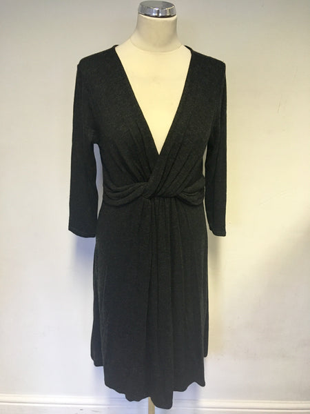 BRAND NEW PHASE EIGHT DARK GREY V NECKLINE KNIT DRESS SIZE 14