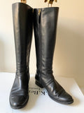 LK BENNETT NELIA BLACK LEATHER ELASTICATED PANEL KNEE LENGTH BOOTS SIZE 5/38