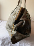 JIMMY CHOO OLIVE GREEN SNAKESKIN LARGE LEATHER SHOULDER BAG