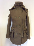 SUPERDRY ARMY GREEN WOOL BLEND REGIMENT COAT SIZE XS