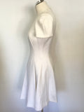 MULBERRY OFF WHITE SHORT SLEEVE SILK LINED FIT & FLARE DRESS SIZE 8/10