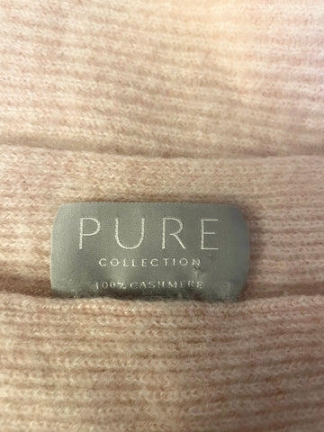 PURE COLLECTION 100% CASHMERE BABY PINK 3/4 SLEEVE JUMPER SIZE 16