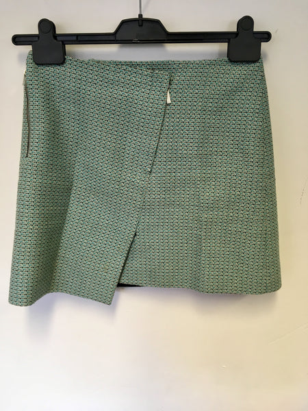 KAREN MILLEN TURQOUISE FLECK DESIGN MINI SKIRT SIZE 10