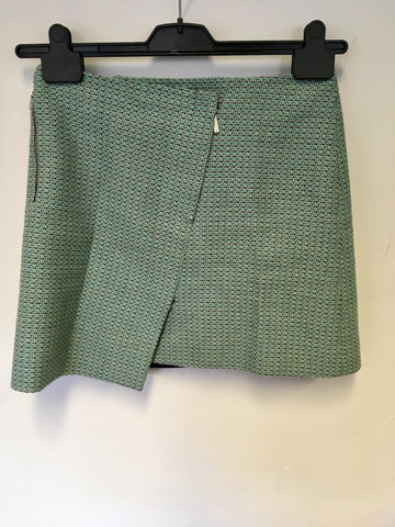 KAREN MILLEN TURQOUISE FLECK DESIGN MINI SKIRT SIZE 10