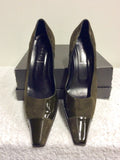 LORBAC BROWN SUEDE & PATENT LEATHER HEELS SIZE 7/40