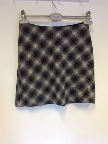 HOBBS GREY LAMBSWOOL CHECK MINI SKIRT SIZE 10