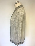 COMPTOIR DES COTONNIERS BLACK & IVORY PRINT SILK SHIRT SIZE M