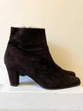 LK BENNETT DARK CHOCOLATE BROWN SUEDE ANKLE BOOTS SIZE 7/40