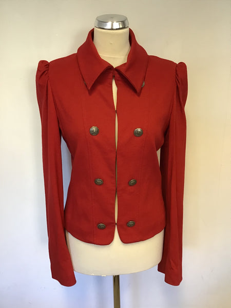 RONIT ZILKHA RED MILITARY STYLE FITTED JACKET SIZE 12