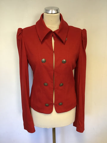 RONIT ZILKHA RED MILITARY STYLE FITTED JACKET SIZE 12