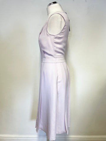BRAND NEW JAEGER PALE LILAC PLEATED TRIM FIT & FLARE DRESS SIZE 8
