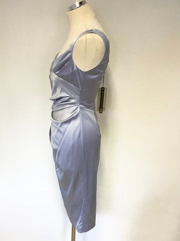 BRAND NEW COAST ZARIYA PALE BLUE DUCHESS SATIN SLEEVELESS PENCIL DRESS SIZE 10