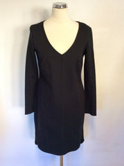 GHOST BLACK STRETCH V NECK LONG SLEEVE DRESS SIZE S FIT M