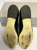 ANDREA FABIANI NAVY BLUE LEATHER FLOWER TRIM FLATS SIZE 3.5/36