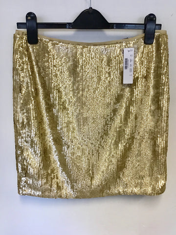 BRAND NEW J CREW MATT GOLD SEQUINNED MINI SKIRT SIZE 6 UK 10