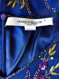MARINA RINALDI DARK BLUE SILK BEADED & SEQUINNED SHIFT DRESS SIZE 19 UK 14/16