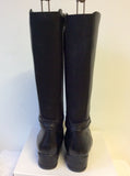 PAVERS BLACK LEATHER KNEE LENGTH WEDGE HEEL BOOTS SIZE 6/39