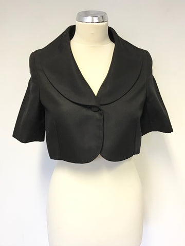 HOBBS BLACK COLLARED SHORT SLEEVE BOLERO JACKET SIZE 10