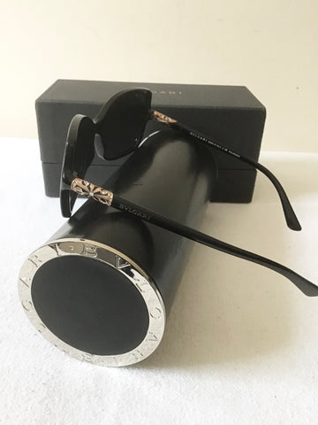 BRAND NEW BVLGARI 8139b BLACK WITH GOLD CRYSTAL TRIM SUNGLASSES
