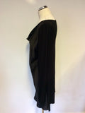 ISABEL DE PEDRO BLACK SILK FRONT WITH FACE PRINT STRETCH JERSEY LONG TOP SIZE 16