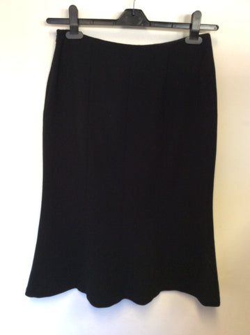 HOBBS BLACK PURE NEW WOOL JACKET & FLUTED SKIRT SUIT SIZE 10