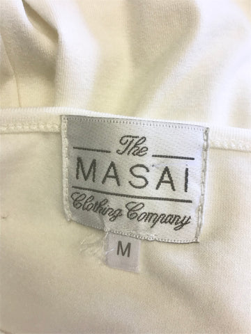 THE MASAI CLOTHING COMPANY IVORY STRETCH 3/4 SLEEVE JERSEY DRESS SIZE M