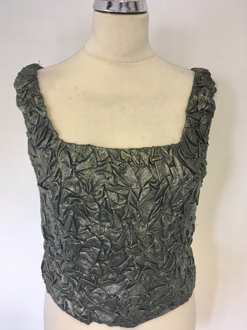 MULBERRY PEWTER METALLIC SLEEVELESS BODICE SILK LINED TOP SIZE 10