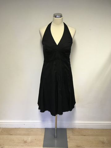KAREN MILLEN BLACK HALTERNECK LACE TRIM COCKTAIL/ OCCASION DRESS SIZE 14