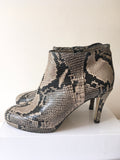 HOBBS BLACK & NEUTRAL SNAKESKIN LEATHER ANKLE BOOTS SIZE 7/40