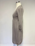 JIGSAW BEIGE WOOL & CASHMERE BLEND 3/4 SLEEVE KNIT DRESS SIZE 10