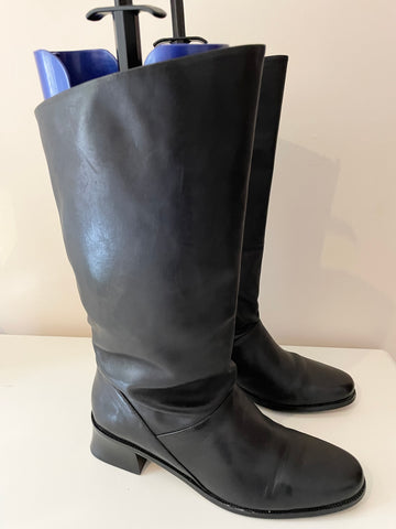 MARKON BLACK SOFT LEATHER WIDE FIT CALF LENGTH BOOTS SIZE 8/42