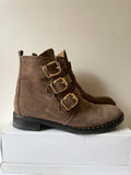 DANIEL BROWN SUEDE BUCKLE & STUD TRIM ANKLE BOOTS SIZE 4/37
