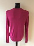 TED BAKER DEEP PINK V NECK WOOL BLEND JUMPER SIZE 5 UK L