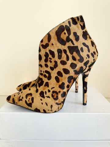 BRAND NEW STEVE MADDEN DERIVED CAMEL LEOPARD PRINT PONYSKIN BOOTIES SIZE UK 5/38