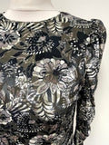 TED BAKER ALICAH DARK FLORAL FLORAL PRINT PUFF SLEEVED MIDI DRESS SIZE 2 UK 10/12