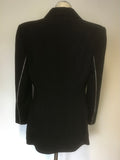 SEELER BLACK WOOL DIAMANTÉ TRIM DOUBLE BREASTED EVENING JACKET SIZE 40 UK 14