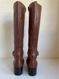 KURT GEIGER CARVELA TAN BROWN LEATHER KNEE HIGH BOOTS SIZE 6/39