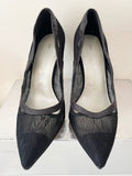 KAREN MILLEN BLACK LACE & LEATHER TRIM SPECIAL OCCASION HEELS SIZE 6/39