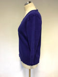 JAEGER BLUE V NECK WOOL BLEND JUMPER SIZE 14