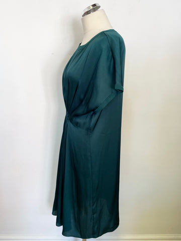 BRAND NEW BY MALENE BIRGER LINANA BOTTLE GREEN CAP SLEEVE SHIFT DRESS SIZE 38 UK 10
