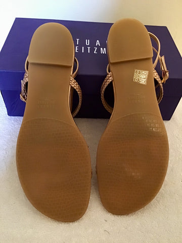 BRAND NEW STUART WEITZMAN ROSE GOLD LEATHER TASSEL FLAT SANDALS SIZE 7/40