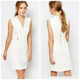 TED BAKER DIONNE WINTER WHITE SLEEVELESS SHEATH DRESS SIZE 4 UK 14