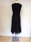 COUNTRY CASUALS BLACK SILK V NECKLINE BIAS CUT SLEEVELESS DRESS SIZE 10