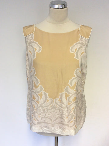 MINT VELVET PEACH,WHITE & GREY FLORAL PRINT SLEEVELESS TOP SIZE 16