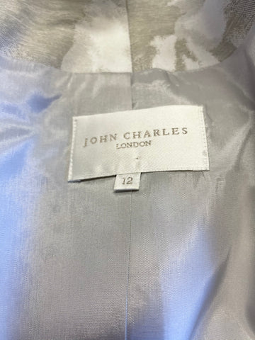 JOHN CHARLES SILVER GREY EMBELISHED PENCIL DRESS ,BOLERO JACKET & MATCHING HAT SIZE 12